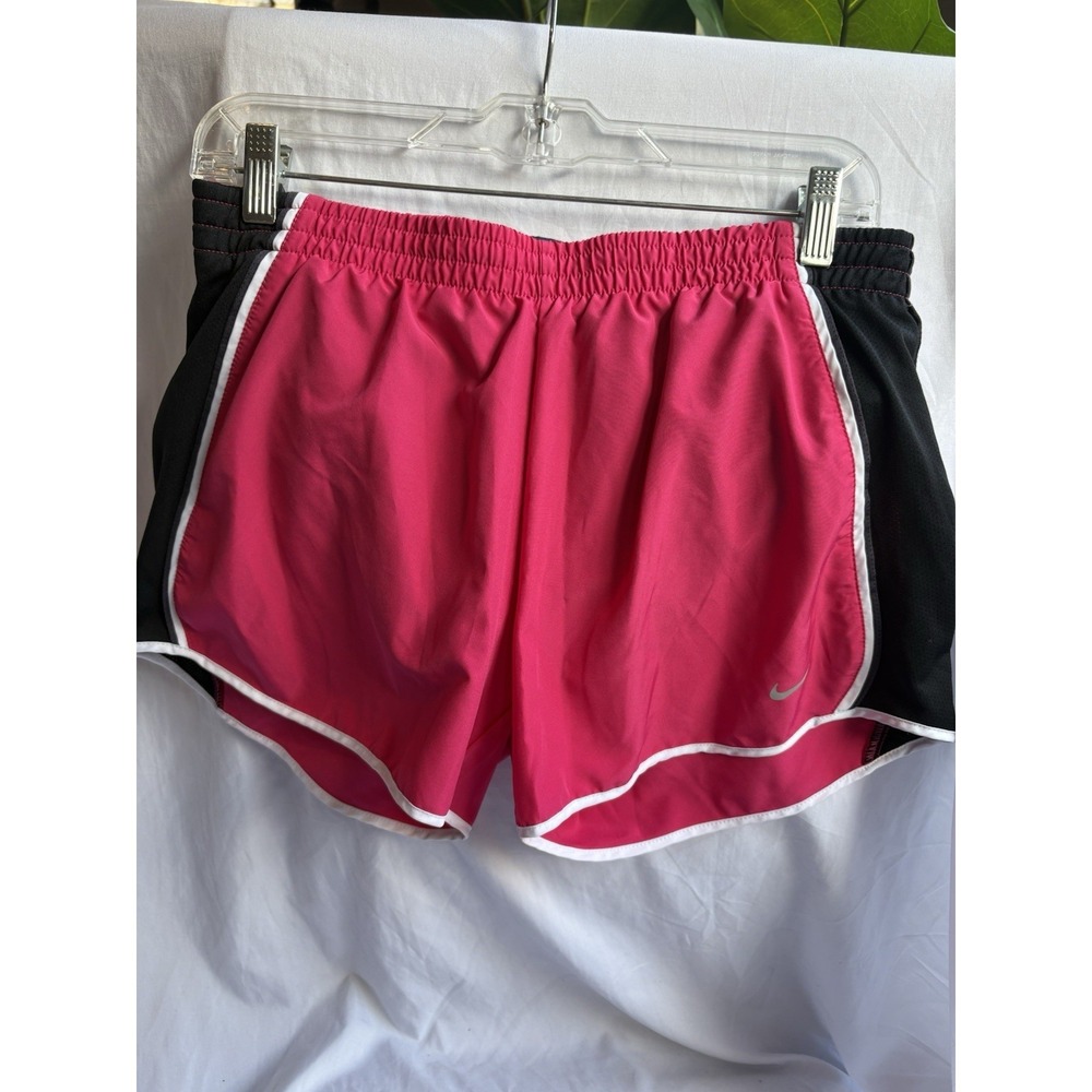 Nike Dri-FIT Women's Pink Black Athletic‎ Shorts Elastic Waist Moisture Wicking